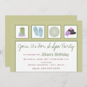 Wellness-Center Party - Kerzen Flip Flops Gurken O Einladung (Vorne/Hinten)