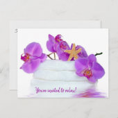 Wellness-Center Party mit Orchideen Einladung (Vorne/Hinten)