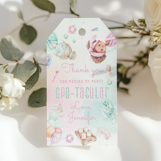 Wellness-Center Party Pastel Spatacular Geburtstag Geschenkanhänger