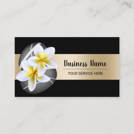 Wellness-Center Plumeria Blume Stones Gold Bar Bea Visitenkarte (Vorderseite)