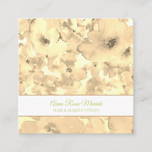 *~* Wellness-Center Popular Chic Floral Pattern Gi Quadratische Visitenkarte (Vorderseite)