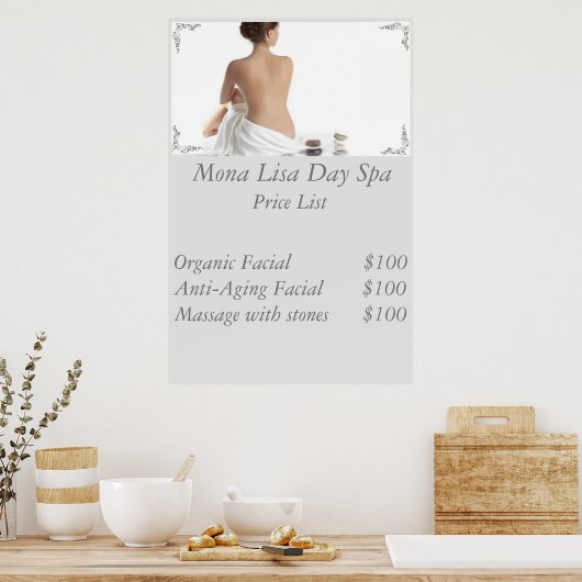 Wellness-Center-Preisliste Poster (Küche)