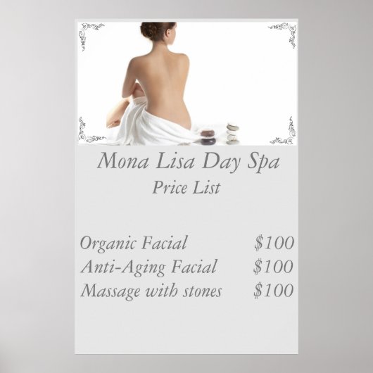 Wellness-Center-Preisliste Poster (Vorne)