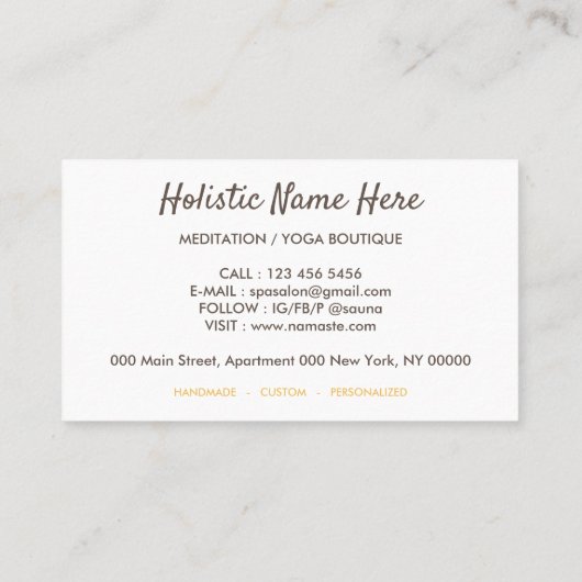 Wellness-Center-Salon-Meditationszubehör für Injek Visitenkarte (Rückseite)