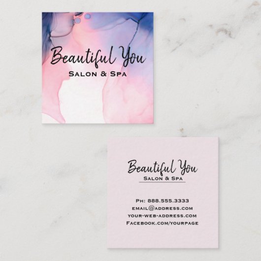 *~* Wellness-Center-Salon peitscht Quadratische Visitenkarte (Vorne/Hinten)