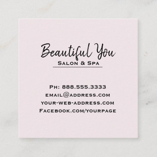 *~* Wellness-Center-Salon peitscht Quadratische Visitenkarte (Rückseite)