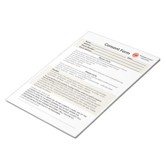 Wellness-Center Salon-Zustimmung Form Notizblock (angewinkelt)