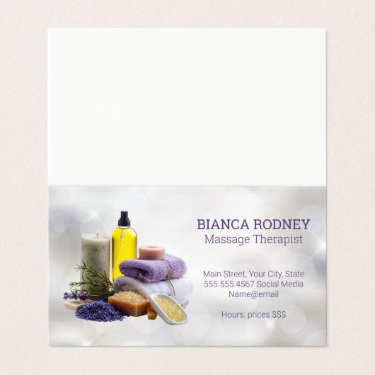 Wellness-Center Scent | Bath Salts | Öl Visitenkarten (Außenseite Aufgefaltet)