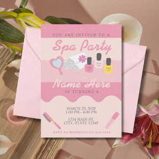 Wellness-Center Self Care Pink Geburtstagsparty Einladung