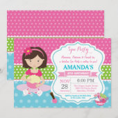 Wellness-Center Sleepover Geburtstagsparty Einladu Einladung (Vorne/Hinten)