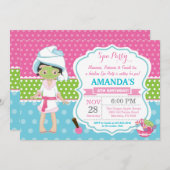 Wellness-Center Sleepover Geburtstagsparty Einladu Einladung (Vorne/Hinten)