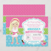 Wellness-Center Sleepover Slumber Geburtstagsparty Einladung (Vorne/Hinten)