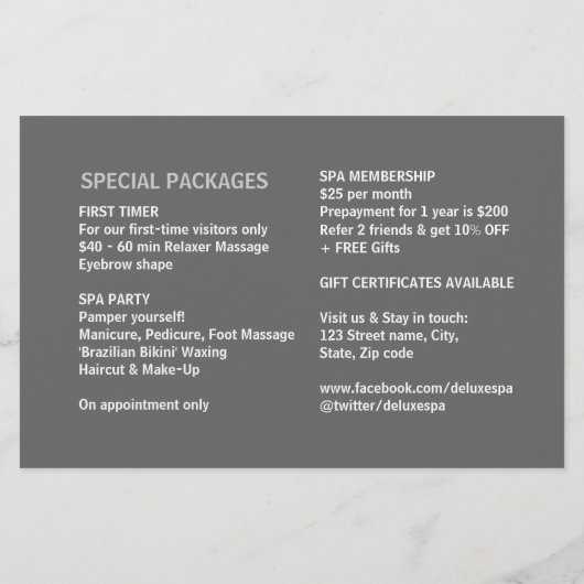 Wellness-Center Stones Flyer (Hinten)