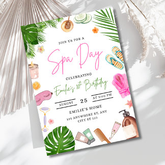 Wellness-Center Tag Geburtstag Einladung, Girls Pa Einladung