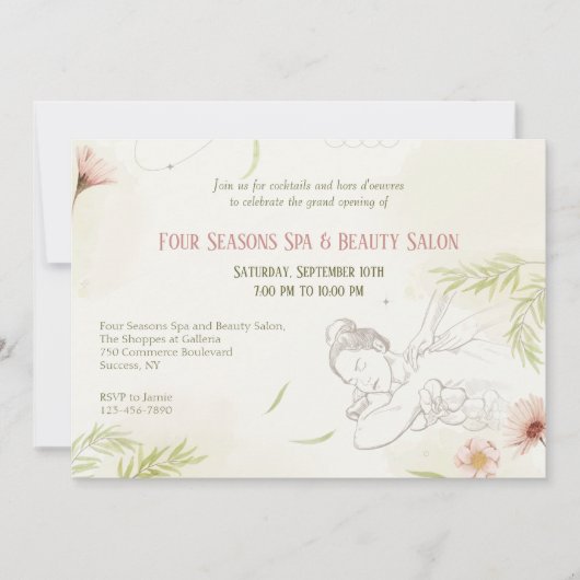 Wellness-Center und Beauty Einladung (Vorderseite)