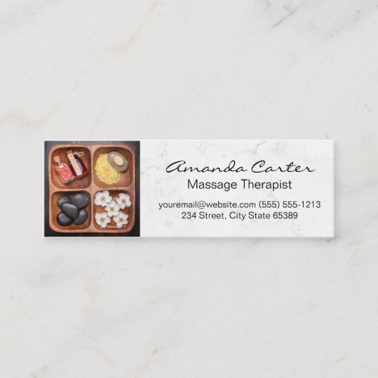 Wellness-Center und Körperpflege | Marmorweiß Mini Visitenkarte (Vorderseite)