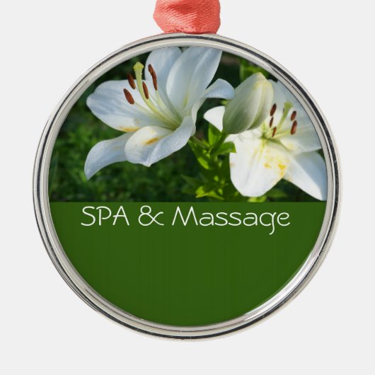 WELLNESS-CENTER und Massage Silbernes Ornament (Vorne)