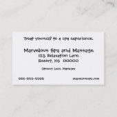 Wellness-Center und/oder Massage-Geschäfts-Karte Visitenkarte (Rückseite)