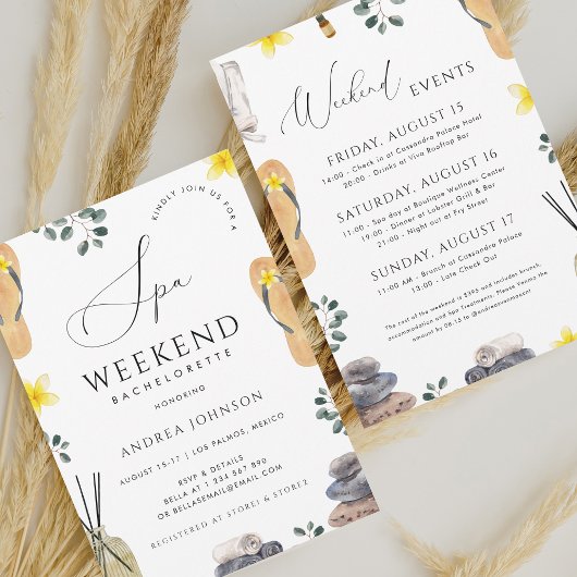 Wellness-Center Weekend Bachelorette Girl's Day Einladung