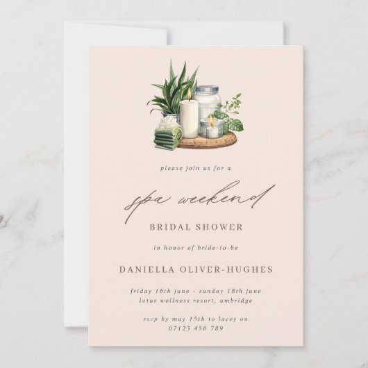 Wellness-Center Weekend Brautparty Weekend QR-Code Einladung (Vorderseite)