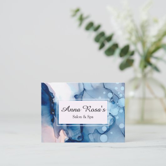 *~* Wellness-Centeru. Salonabstrakter blauer Visitenkarte (Stehend Vorderseite)