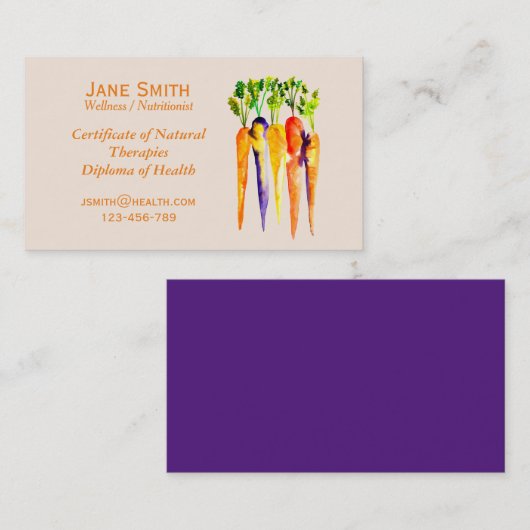 Wellness Coach Nutritionist Freelance Health Visitenkarte (Vorne/Hinten)
