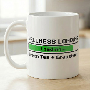 Wellness-Ladevorgang Grüntee-Grapefruit-Pixel Kaffeetasse
