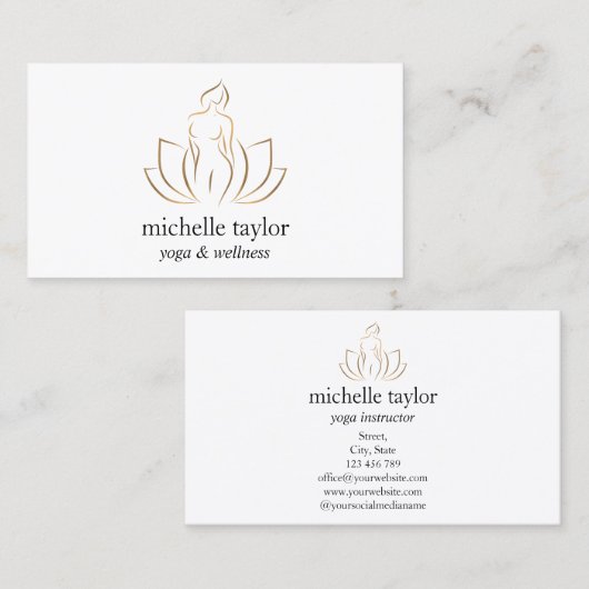 Wellness Massage Therapie Wellness-Center Yoga Ins Visitenkarte (Vorne/Hinten)