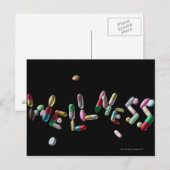 "WELLNESS", mit Pillen geschrieben Postkarte (Vorne/Hinten)