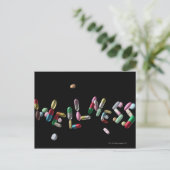 "WELLNESS", mit Pillen geschrieben Postkarte (Stehend Vorderseite)
