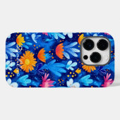 Wellness-Stil Lebhaft florale Frische Blues & Oran Case-Mate iPhone Hülle (Rückseite (Horizontal))