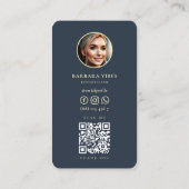 Wellness Therapeut Dark Blue Gold Lotus Visitenkarte (Rückseite)