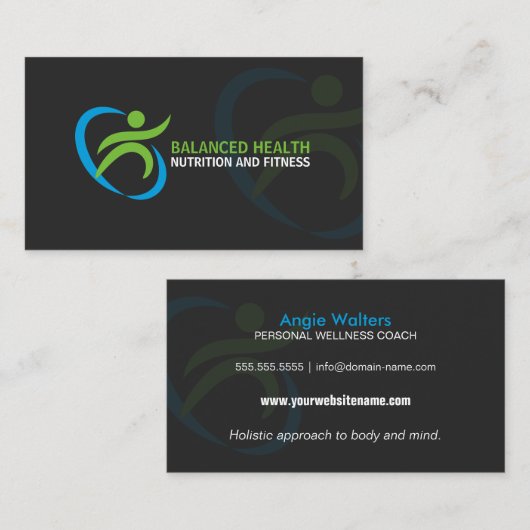 Wellness und Nahrungs-Trainer Visitenkarte (Vorne/Hinten)