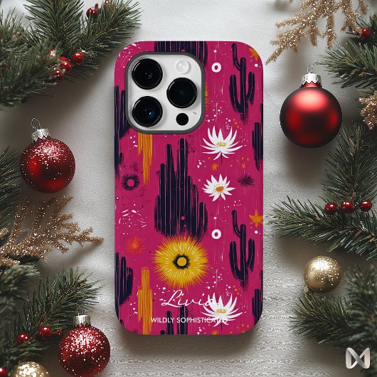 Wellness-Wüste Blüten mit kühlen Magenta & Kakteen Case-Mate iPhone Hülle