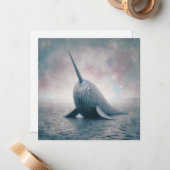 Wellpappe Narwhal-Grußkarte Mitteilungskarte (Vorderseite/Rückseite Beispiel)