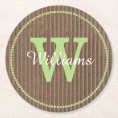 Wellpappen-Blick-Monogramm-Papier-Untersetzer Runder Pappuntersetzer (Vorderseite)