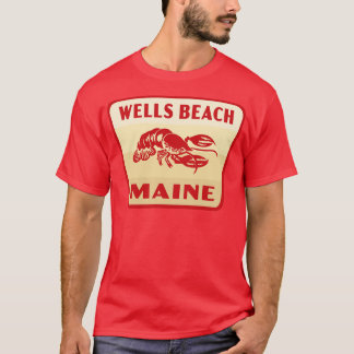 Wells Beach Maine Retro Abzeichen Tan T-Shirt