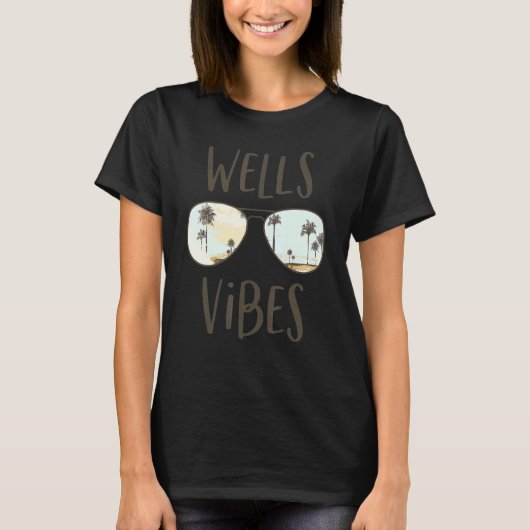 Wells Beach Vibes Maine Ocean Sunset Sunglasses T-Shirt (Vorderseite)