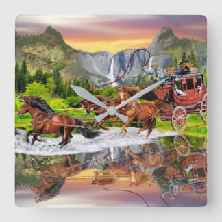 WELLS FARGO POSTKUTSCHE QUADRATISCHE WANDUHR