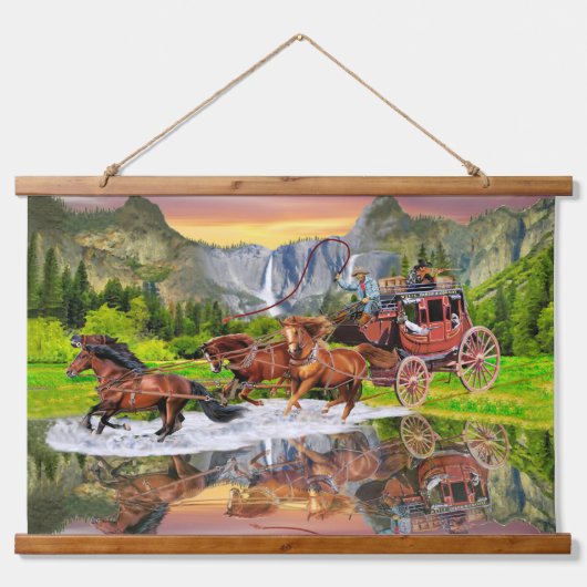 WELLS FARGO STAGECOACH WANDTEPPICH MIT HOLZRAHMEN (Vorne)
