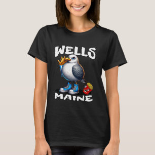 Wells Maine Lustige Möwe Pommes Frites Souvenir T-Shirt