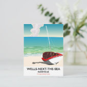 Wells-next-the-Sea Norfolk Beach Reiseplakat Postkarte (Stehend Vorderseite)
