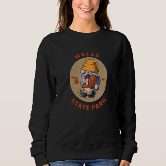 Wells State Park Michigan Hiking Gnome MI Vacation Sweatshirt (Vorderseite)
