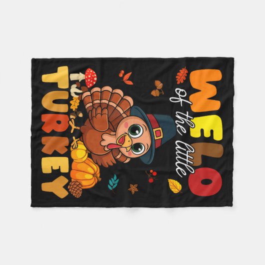 Welo Of The Little Turkey Thanksgiving Baby Shower Fleecedecke (Vorderseite (Horizontal))