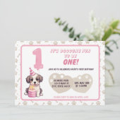 Welpe 1. Geburtstag Party Einladung (Stehend Vorderseite)