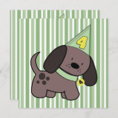 Welpe 4. Geburtstag Party Kinder Limone individuel Einladung (Vorne/Hinten)