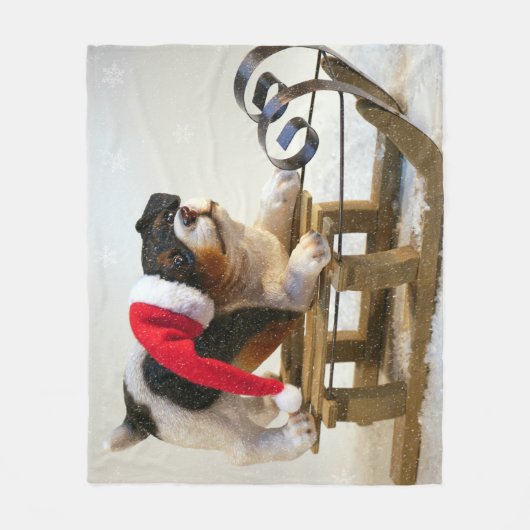Welpe auf Schlitten Fleecedecke (Vorderseite)