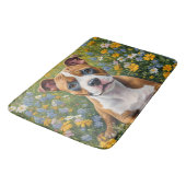 Welpe aus braunem und weißem Staffordshire, Badematte (Schrägansicht)