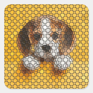 Welpe, Beagle, Tier Quadratischer Aufkleber