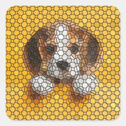 Welpe, Beagle, Tier Quadratischer Aufkleber (Vorderseite)